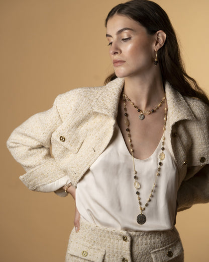 Collana Lunga Donna Fumè, Citrino e Madreperla Alisei Gioielli - C292