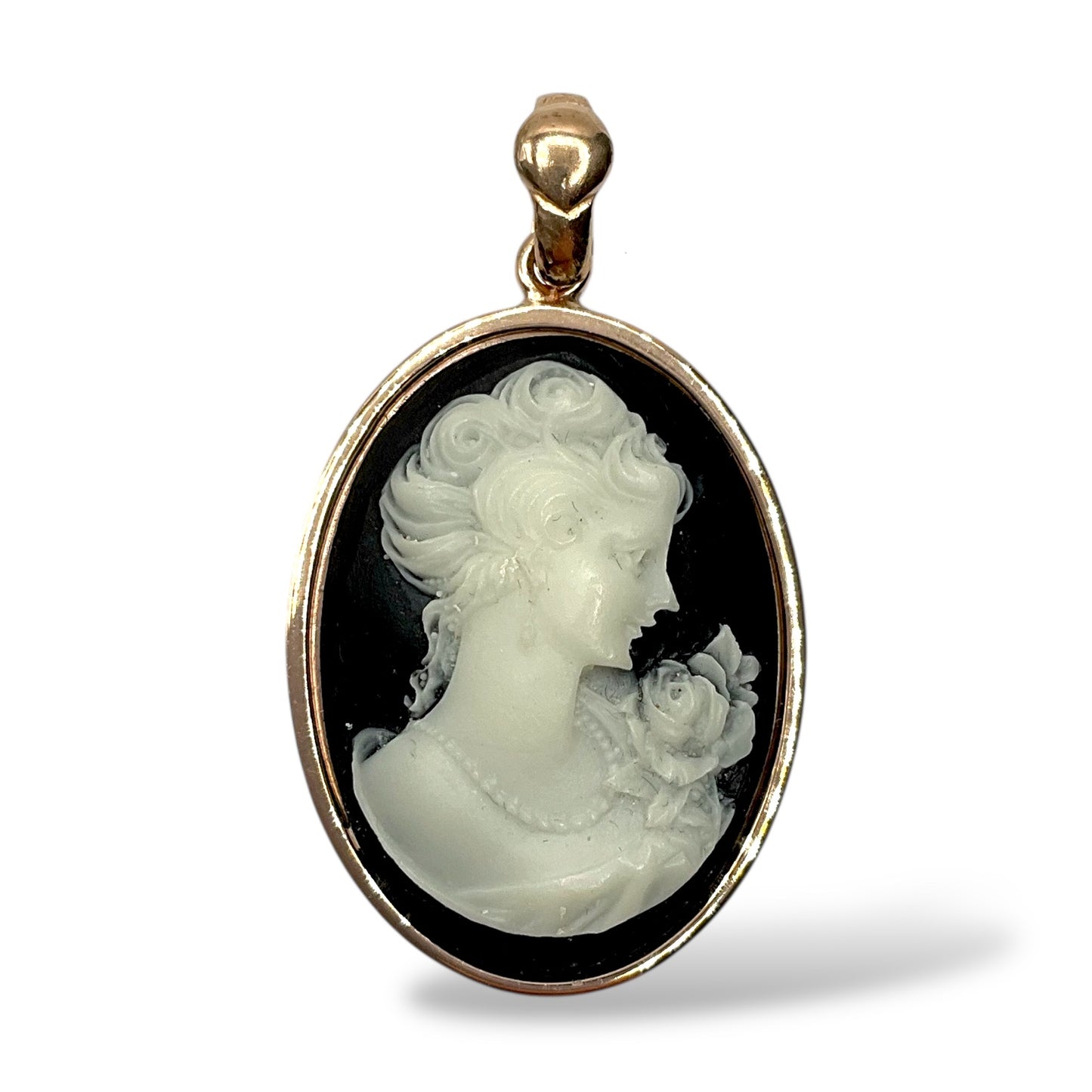 Ciondolo Cammeo con Montatura in Argento Rosato - Cammeo12