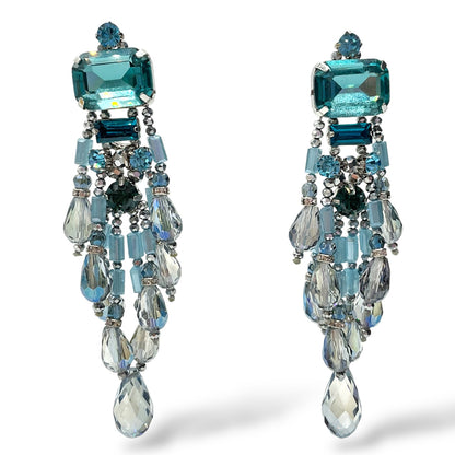 Orecchini Pendenti Donna Cristalli Grigi e Blu Ottaviani Bijoux - 490519