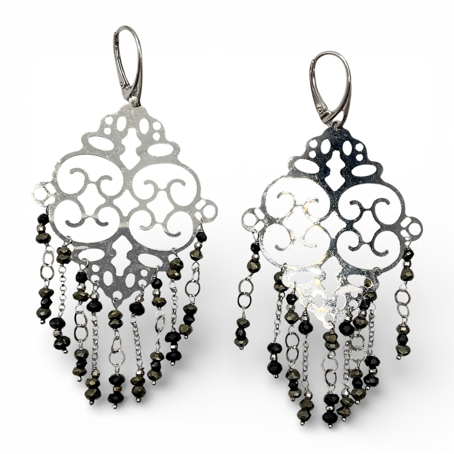 Orecchini Pendenti in Argento Ematite e Onice - OR.AG01