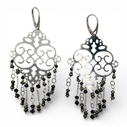 Orecchini Pendenti in Argento Ematite e Onice - OR.AG01