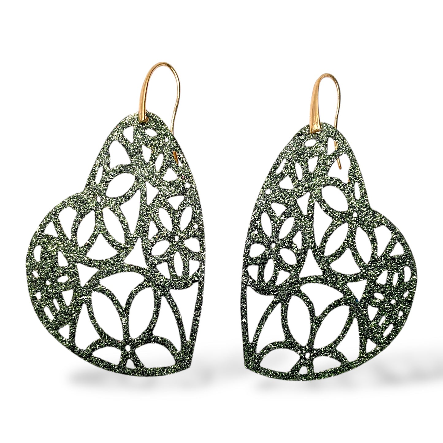 Orecchini Pendenti Cuore con Glitter - OR.AG03
