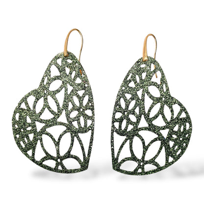 Orecchini Pendenti Cuore con Glitter - OR.AG03