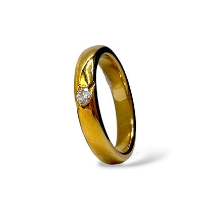 Fede Nuziale Damiani in Oro Giallo con Brillante 4 mm - 71057498