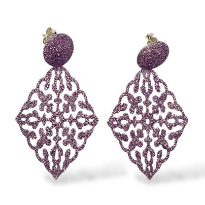Orecchini Pendenti Rombo con Glitter - OR.AG11