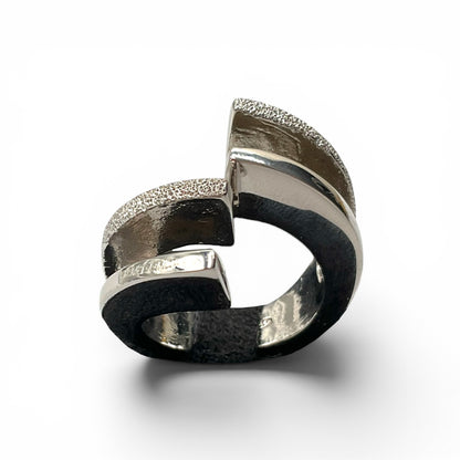Anello Donna Argento Lucido e Sabbiato Incrocio - AA10410