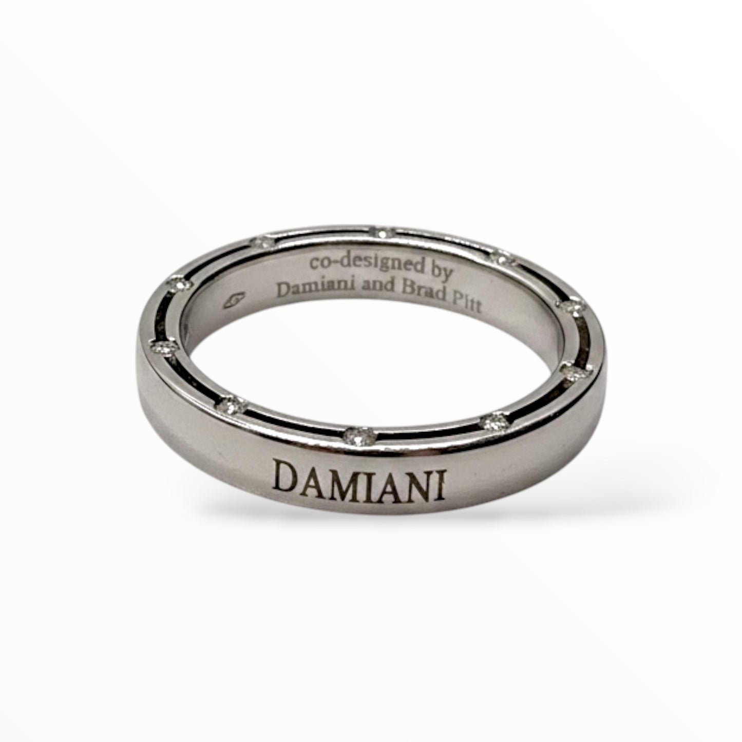 Fede Nuziale Damiani D-Side in Oro Bianco e 20 diamanti 3,3 mm - 71335643