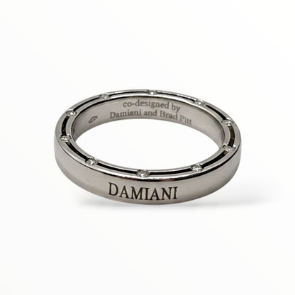 Fede Nuziale Damiani D-Side in Oro Bianco e 20 diamanti 3,3 mm - 71335643