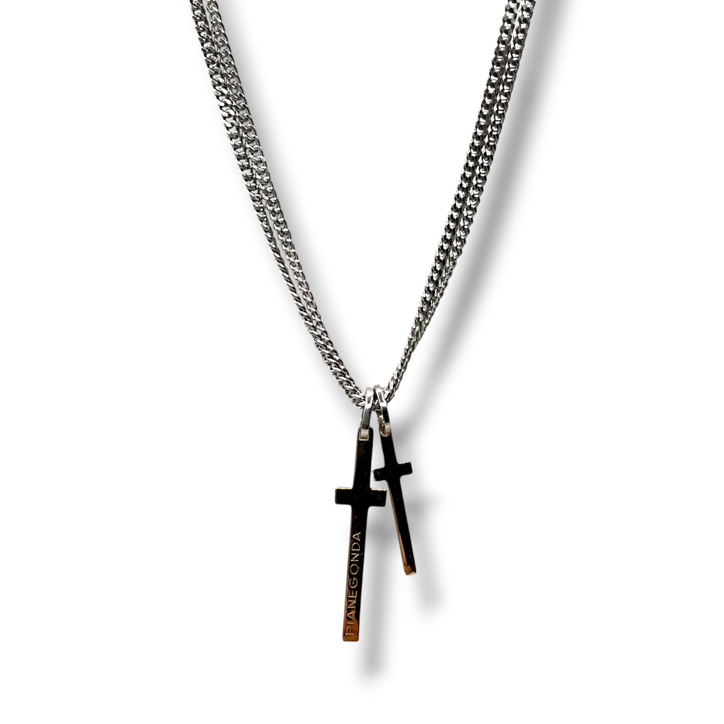 Collana Doppia Groumette Croce Doppia in Oro Uomo Pianegonda Gold in Progress - CA061101