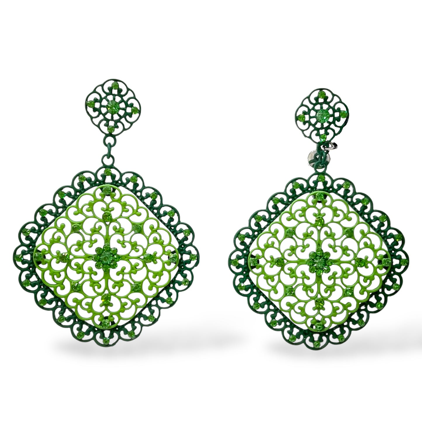 Orecchini Pendenti Donna Metallo Verde con Cristalli Ottaviani Bijoux - 490148