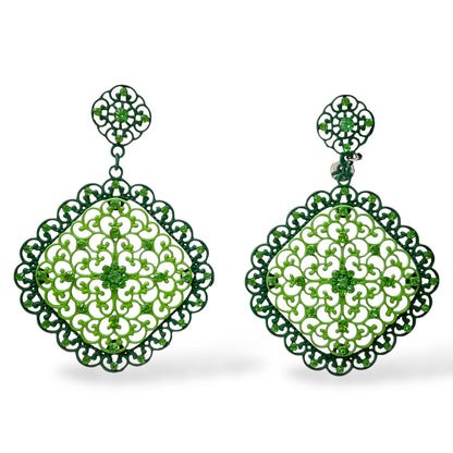 Orecchini Pendenti Donna Metallo Verde con Cristalli Ottaviani Bijoux - 490148