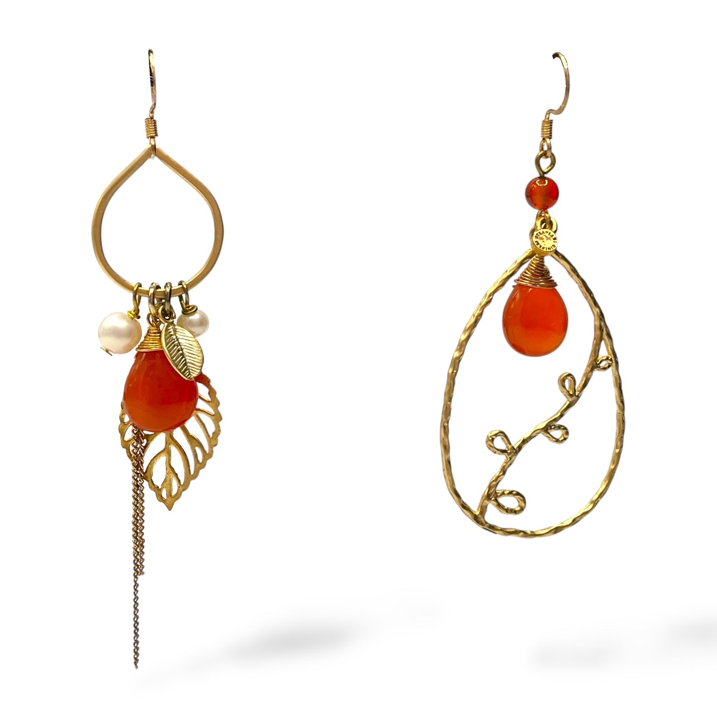 Orecchini Pendenti Asimmetrici Donna Pietre Arancioni Ottaviani Bijoux - 490372