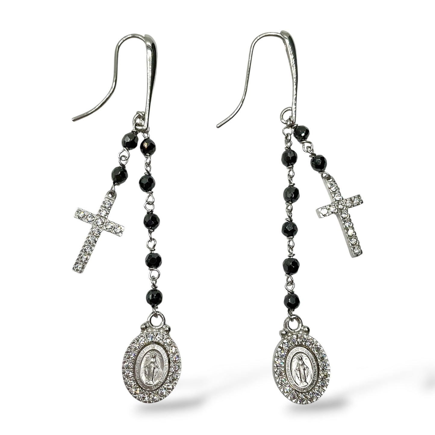 Orecchini Pendenti Madonna Miracolosa e Croce Mediterraneo Gioielli - MI11ZA001