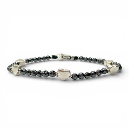 Bracciale Spadarella Cuori ed Ematite Scura - SPBR764 -