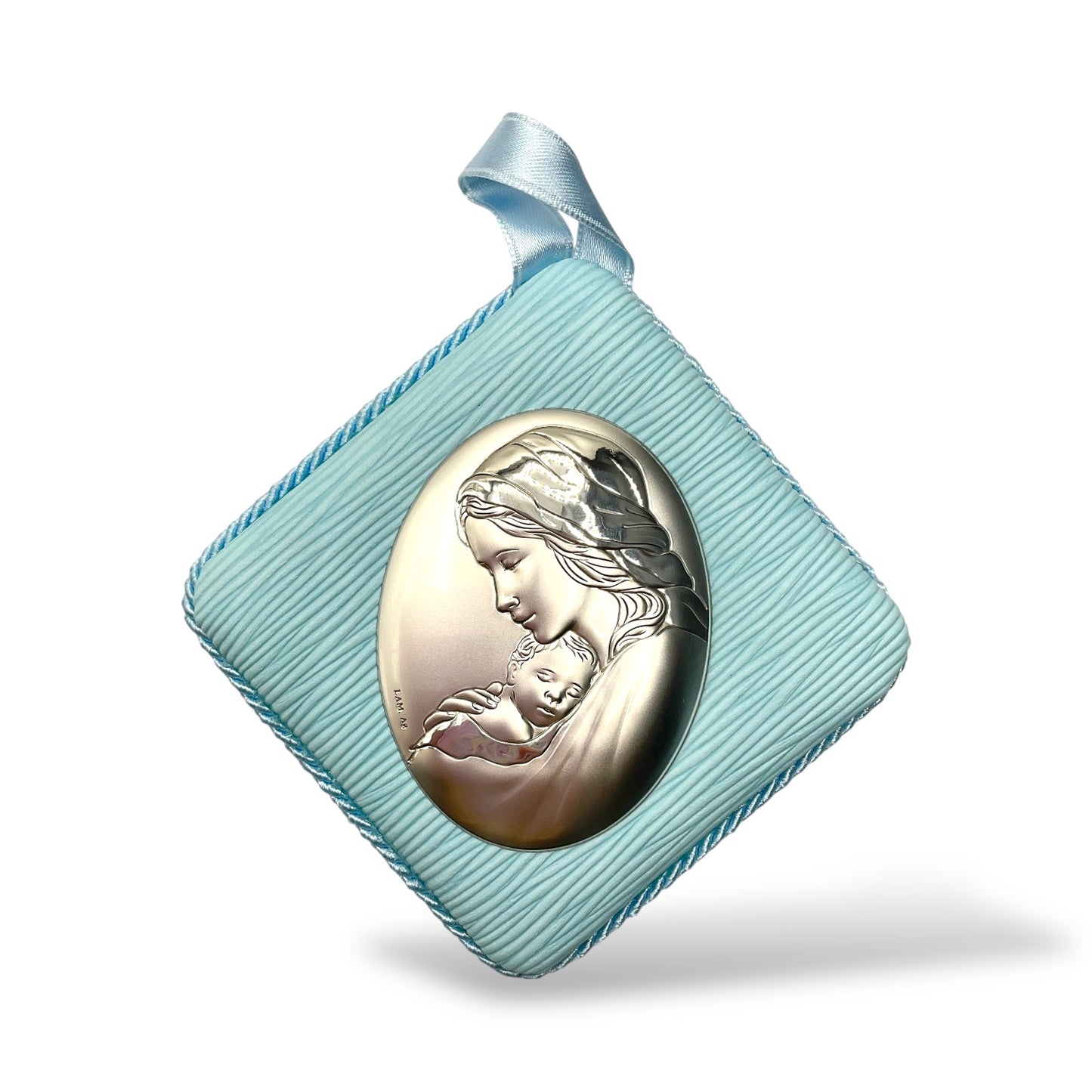 Medaglione Sopraculla Madonna con Bambino Quadrata eco-pelle Valenti - 2670 2C