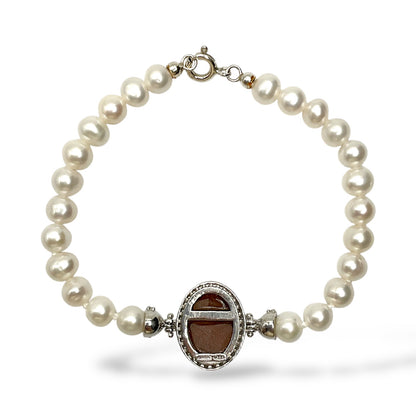 Bracciale con Perle e Cammeo in Argento - Cammeo14