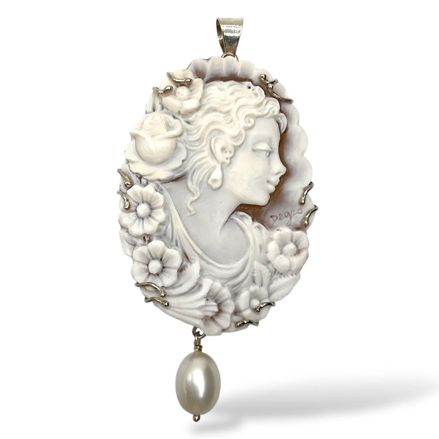 Ciondolo Cammeo in argento con Perla - Cammeo1
