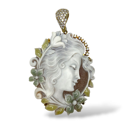 Ciondolo Cammeo in Argento Dorato con Smalto e Zirconi - Cammeo2