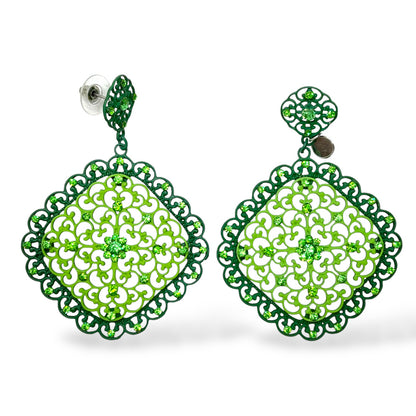 Orecchini Pendenti Donna Metallo Verde con Cristalli Ottaviani Bijoux - 490148
