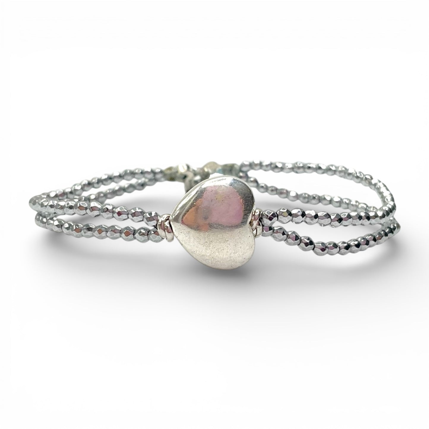Bracciale Spadarella Cuore Bombato ed Ematite Chiara - SPBR760 -