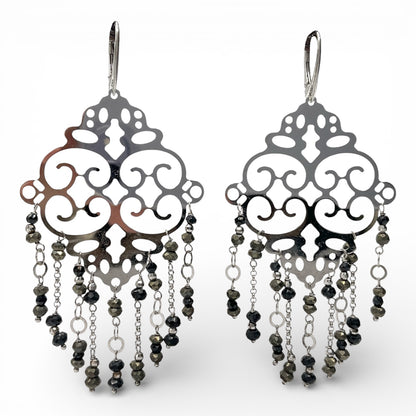 Orecchini Pendenti in Argento Ematite e Onice - OR.AG01