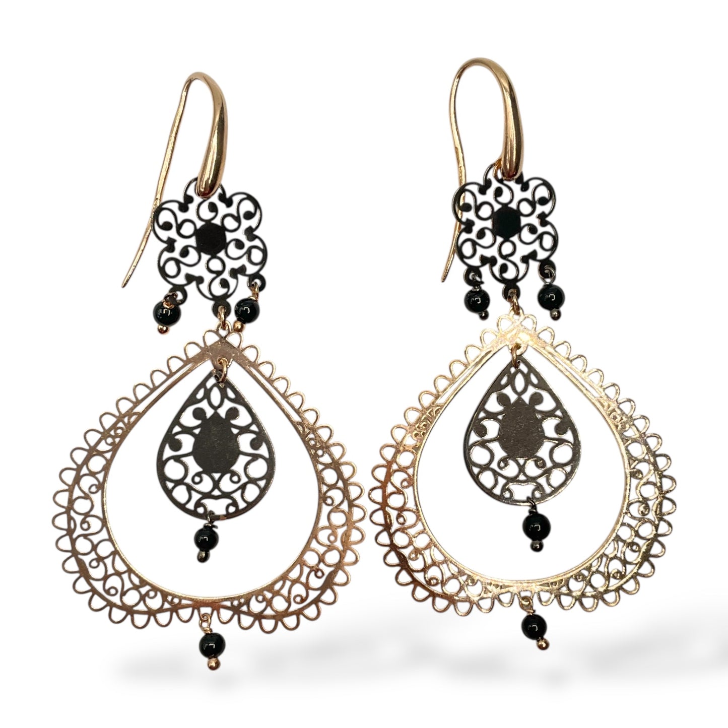 Orecchini Pendenti Stile Orientale con Pietre - OR.AG13