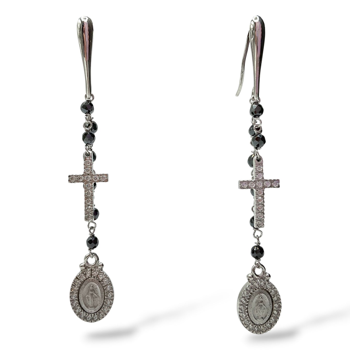 Orecchini Pendenti Madonna Miracolosa e Croce Mediterraneo Gioielli - MI11ZA001