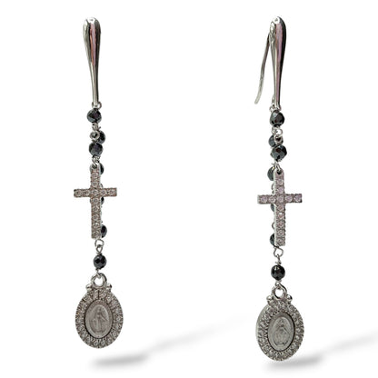 Orecchini Pendenti Madonna Miracolosa e Croce Mediterraneo Gioielli - MI11ZA001