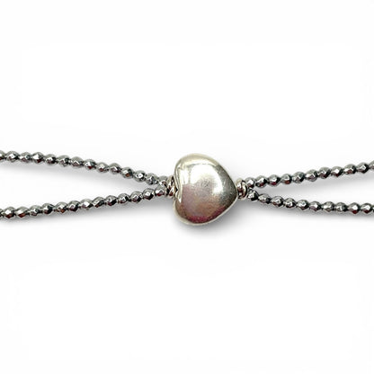 Bracciale Spadarella Cuore Bombato ed Ematite Chiara - SPBR760 -