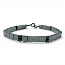 Bracciale Spadarella Ematite Quadrata e Zirconi Neri - SPBR782