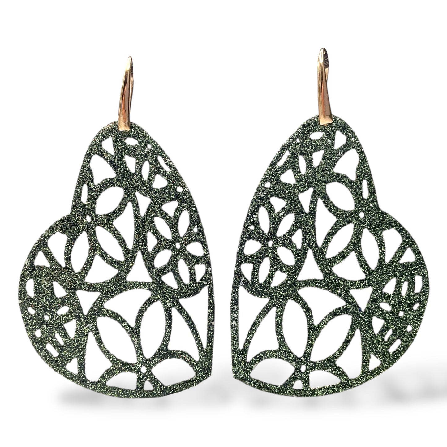 Orecchini Pendenti Cuore con Glitter - OR.AG03