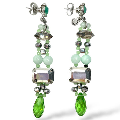 Orecchini Pendenti Donna Cristalli Verdi e Grigi Ottaviani Bijoux - 49428