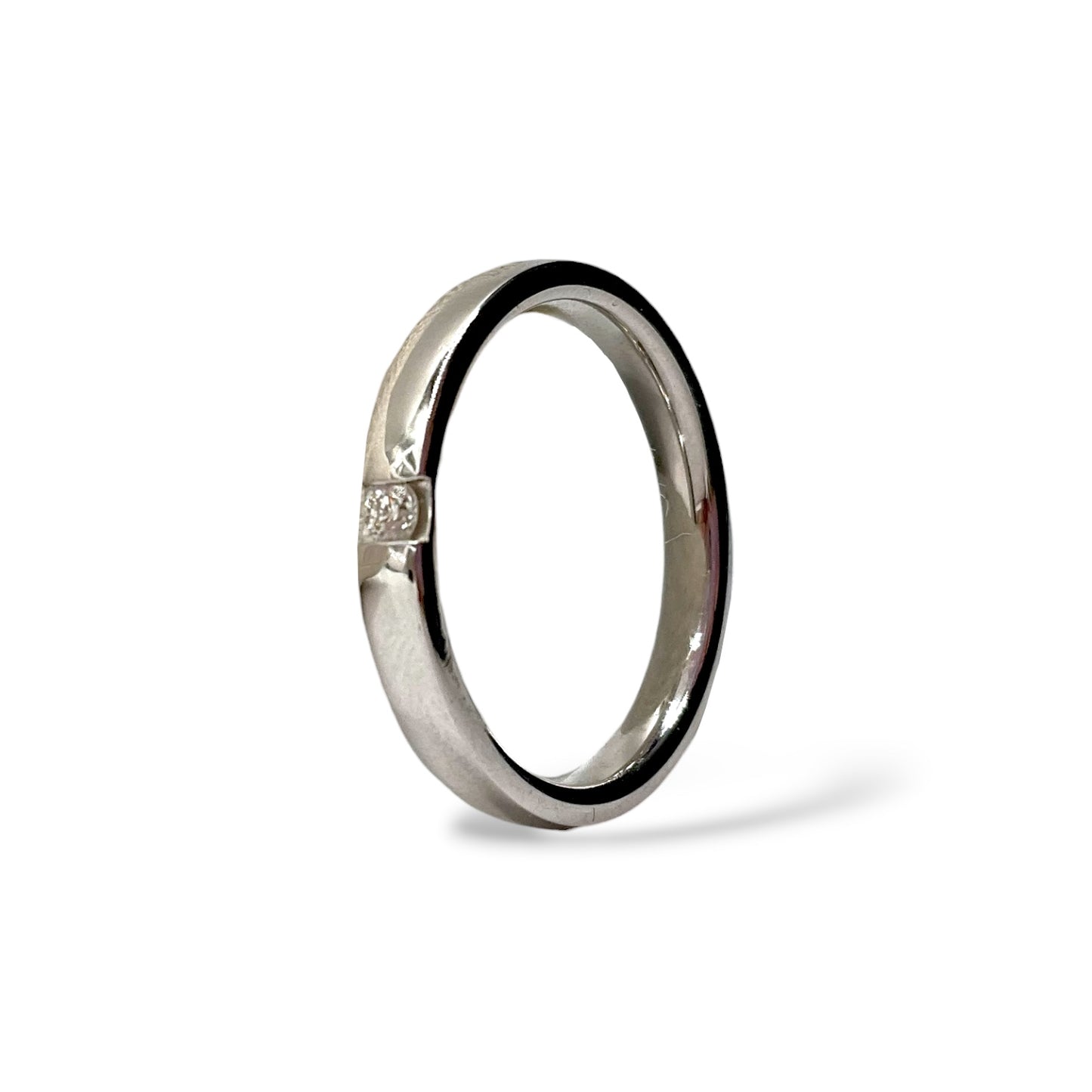 Fede nuziale Damiani in oro bianco con brillante 3 mm - 71030787
