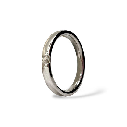 Fede nuziale Damiani in oro bianco con brillante 3 mm - 71030787