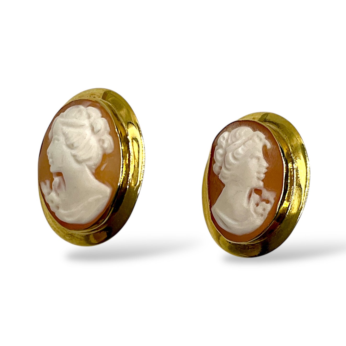 Orecchini a Lobo con Cammeo in Argento Dorato - Cammeo16