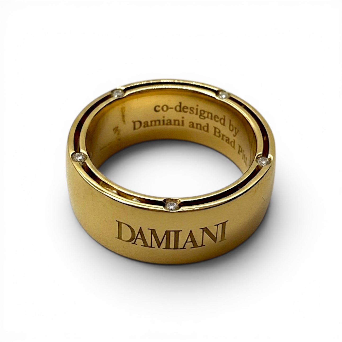 Fede Nuziale Damiani D-Side in Oro Giallo e 10 Diamanti 7 mm - 71559817