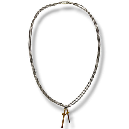 Collana Doppia Groumette Croce Doppia in Oro Uomo Pianegonda Gold in Progress - CA061101