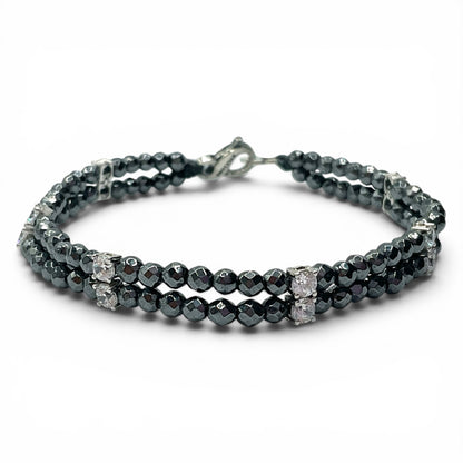 Bracciale Spadarella ematite e zirconi bianchi SPBR779