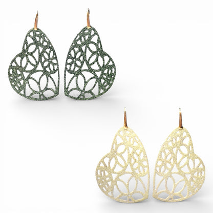 Orecchini Pendenti Cuore con Glitter - OR.AG03
