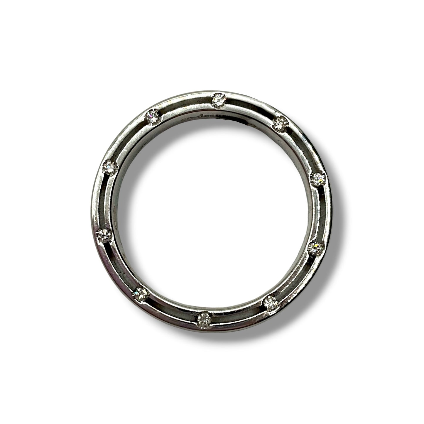 Fede Nuziale Damiani D-Side in Oro Bianco e 20 diamanti 3,3 mm - 71335643