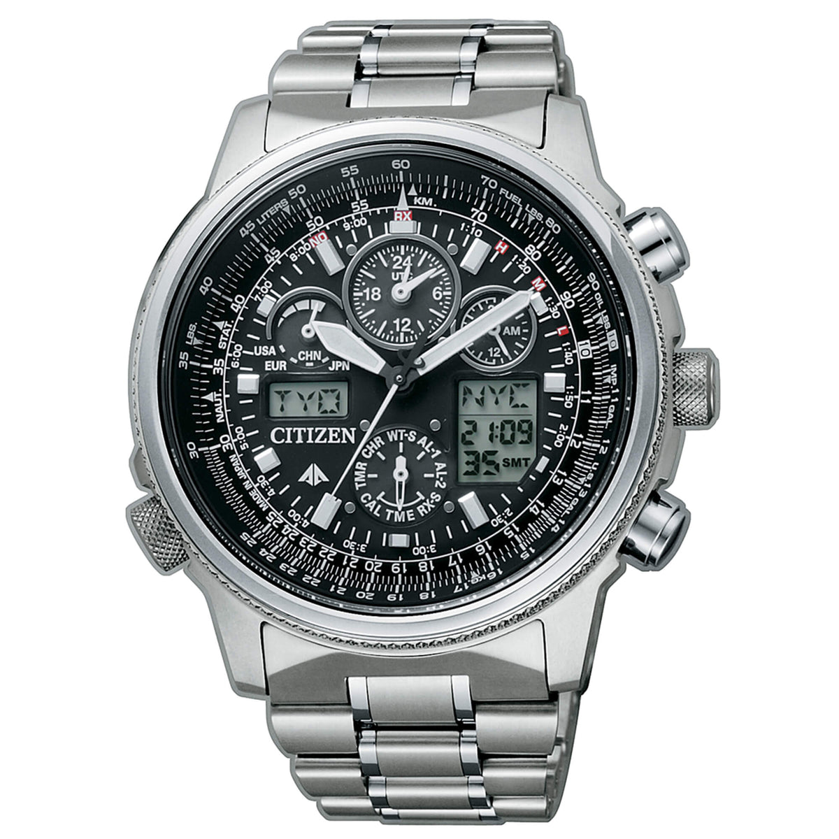 OROLOGIO CITZEN  CRONO SUPER PILOT RADIOCONTROLLATO TITANIO JY8020-52E