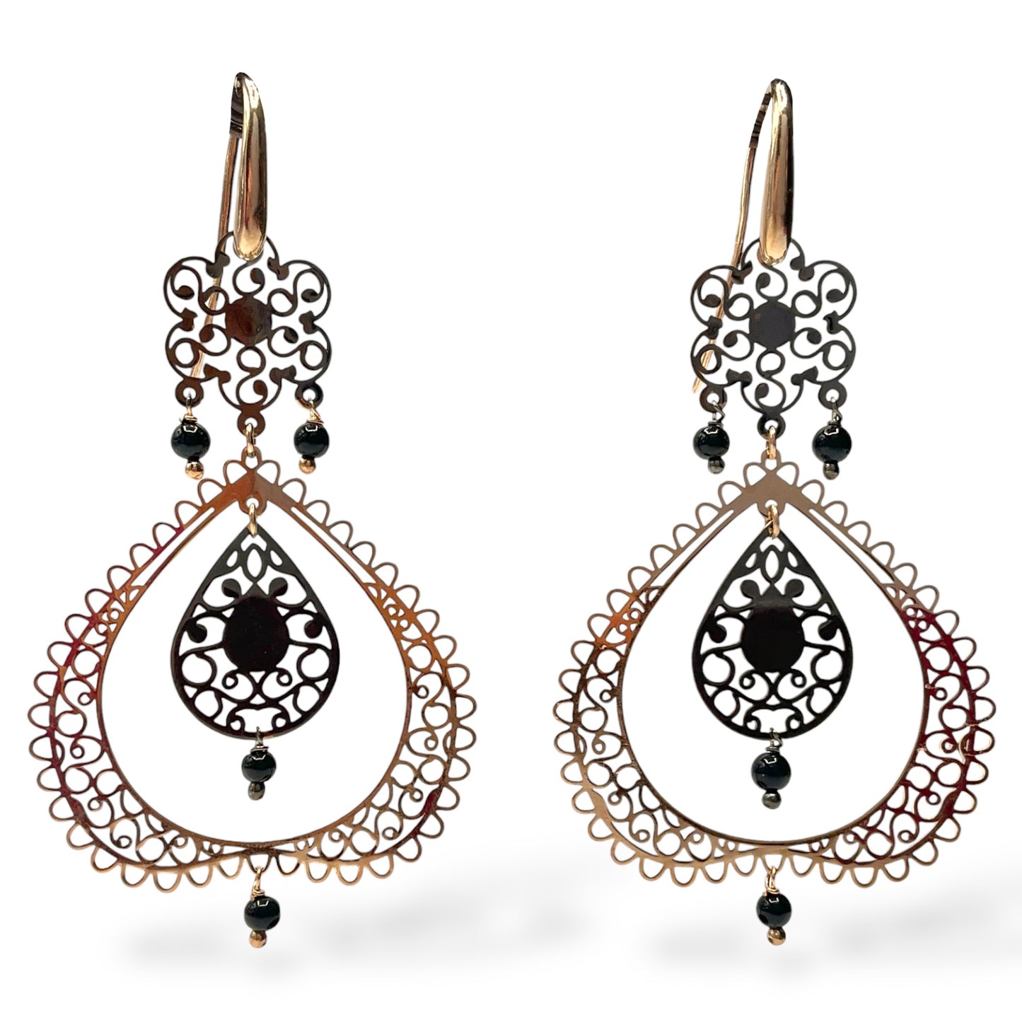 Orecchini Pendenti Stile Orientale con Pietre - OR.AG13
