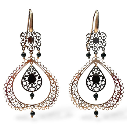 Orecchini Pendenti Stile Orientale con Pietre - OR.AG13
