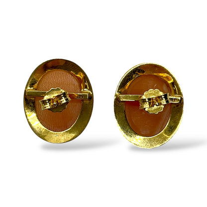 Orecchini a Lobo con Cammeo in Argento Dorato - Cammeo16