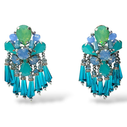 Orecchini Pendenti Donna Cristalli Blu e Verde Acqua Ottaviani Bijoux - 490512