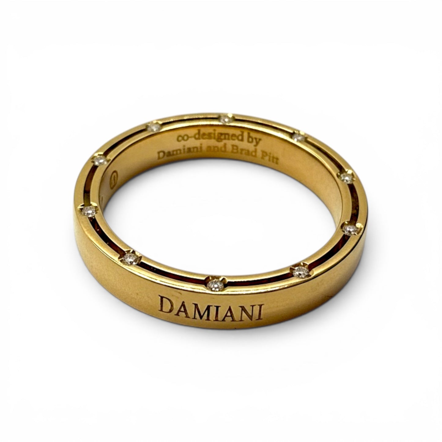 Fede Nuziale Damiani D-Side in Oro Giallo e 20 Diamanti 3,3 mm - 71480584