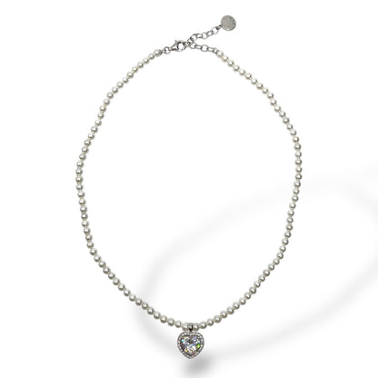 Collana di Perle Bianche con Ciondolo Cuore Ti Sento Milano - 3734PW