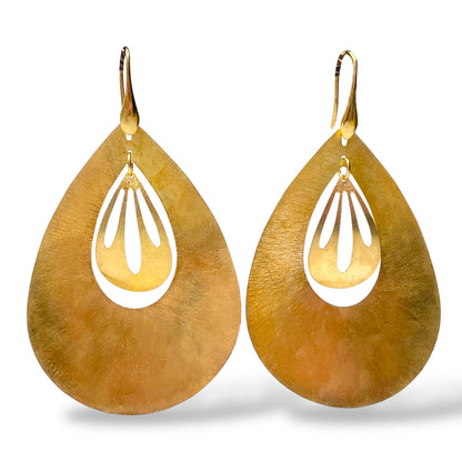 Orecchini Pendenti a Forma di Goccia in Argento Dorato - OR.AG23