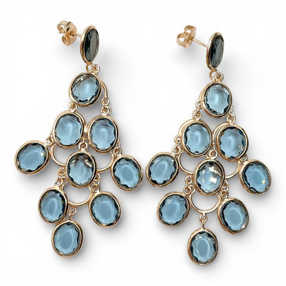 Orecchini Pendenti Argento Rosato con Iolite Blu - OR.AG43