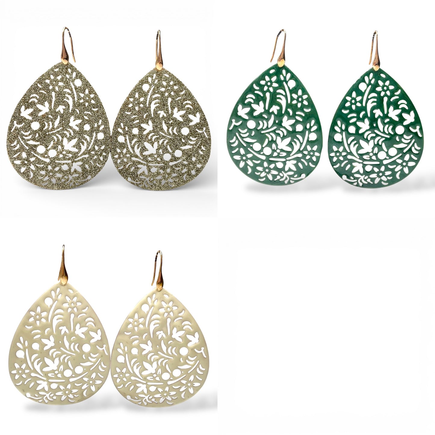 Orecchini Pendenti a Goccia con Glitter o Smalto - OR.AG05